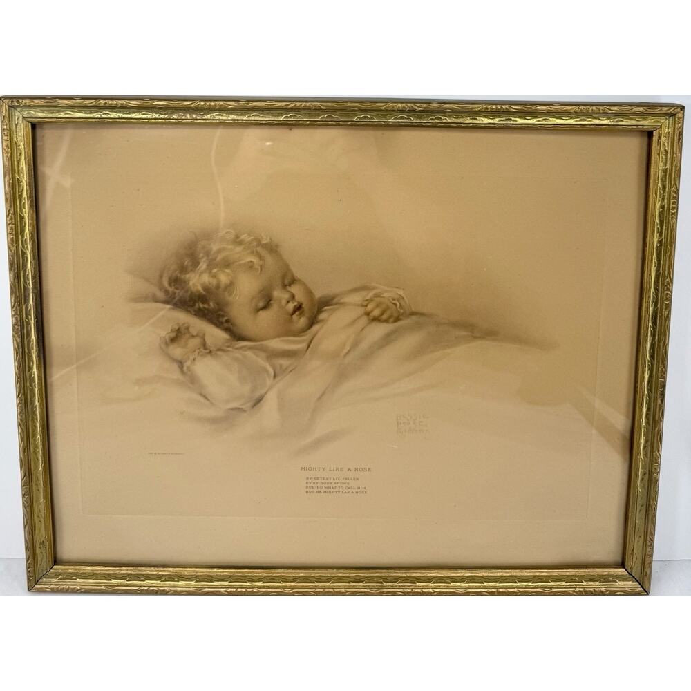 Vintage‎ Bessie Pease Gutmann "Mighty Like A Rose" Baby Litho Framed Print #642